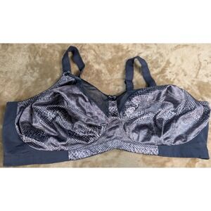 Goddess No Wire Bra PLus Size 46H Blue Grey Snake Print Full Cover GD6161EST